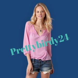 Y2K AEO Lilac Chiffon Split Neck Tunic